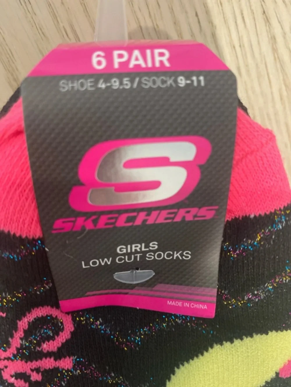 Skechers Grey No-Show Socks with Teal Logo and Multicolor Floral Accent